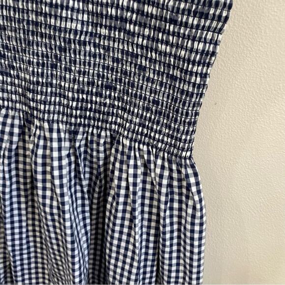 J.Crew Smocked Blue and White Midi skirt in Gingham Print - Picture 9 of 9